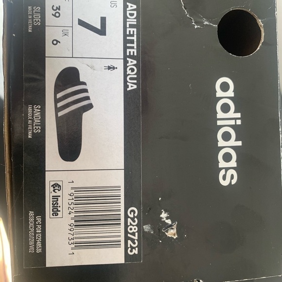 Adidas Adilette Aqua Slide Sandal for Women, Size 6 - Core Black/Cloud White NEW - Picture 4 of 5